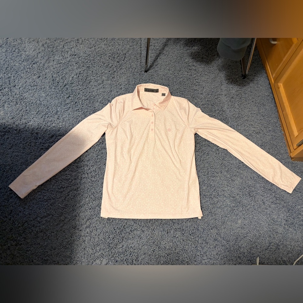 New- G/FORE Women’s Soft Pink Floral Long Sleeve Golf Shirt - Size XS